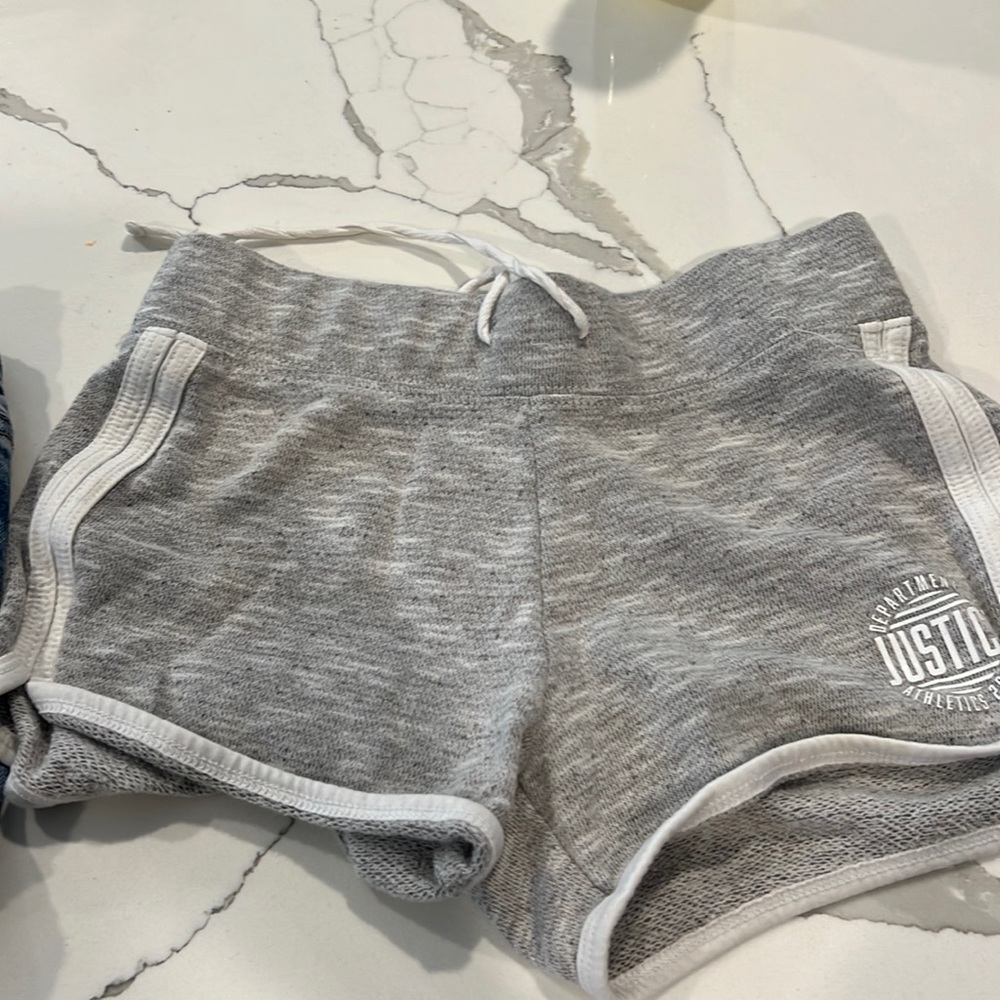 Girls grey and white cotton shorts